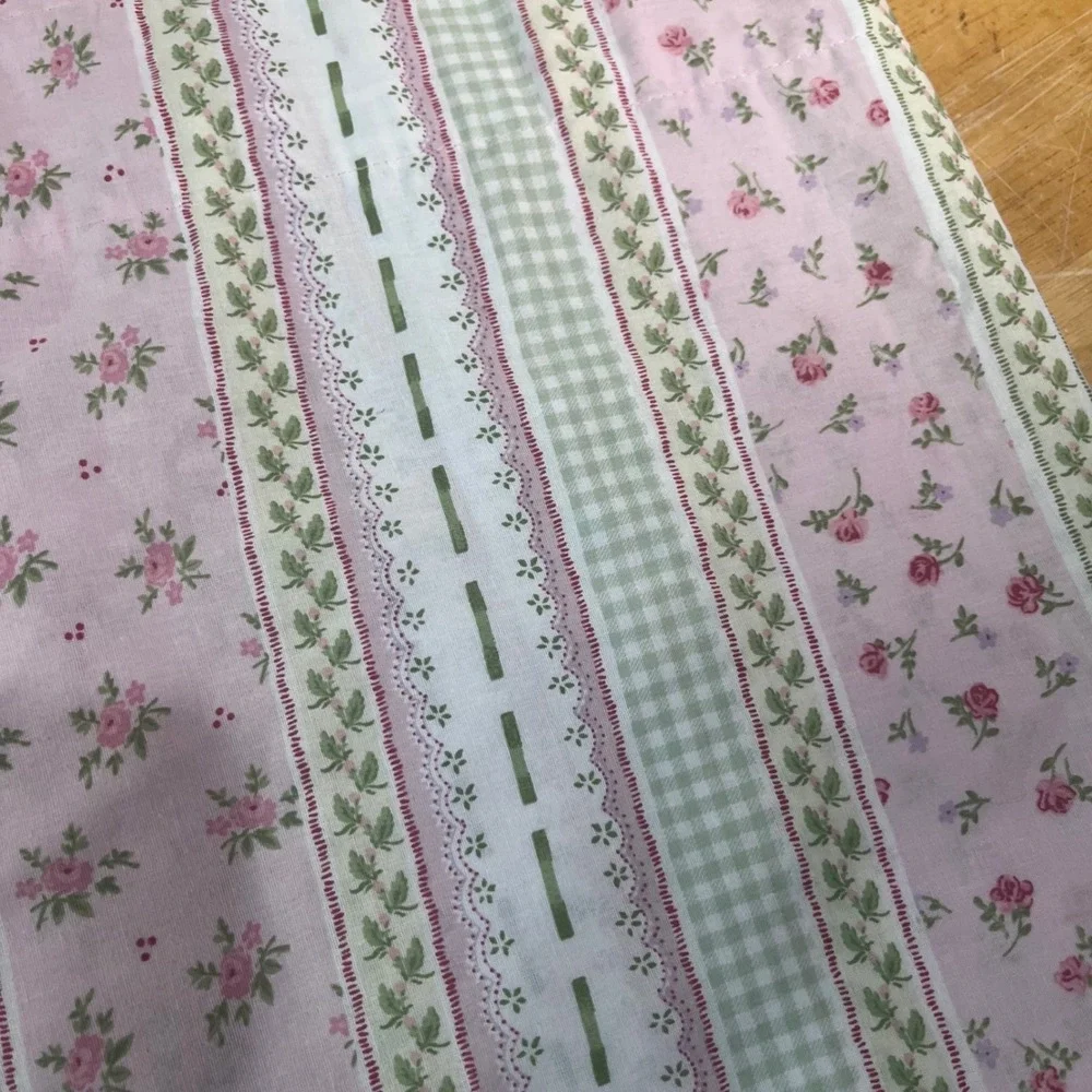 WestPoint Stevens Valance Home 84x17 Pink Green Vtg Cottagecore Floral Hearts